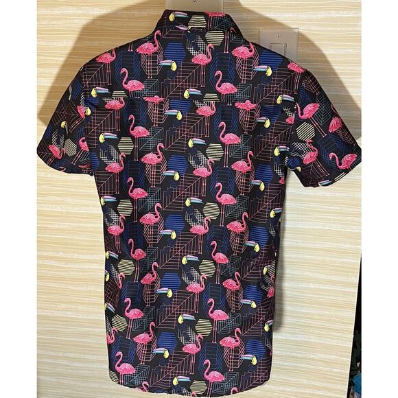 Brother Threads Men's Addicted to Summer Black Neon Flamingo Toucan Shirt M 0606 - Picture 6 of 8